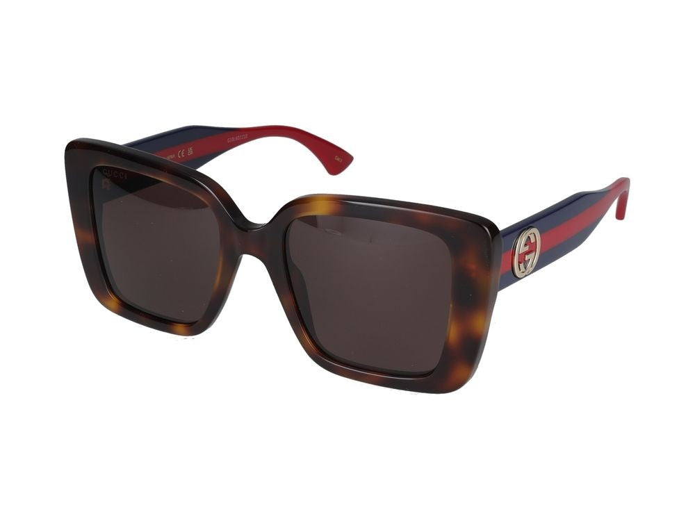 Gucci Havana Tortoiseshell Accents Oversized Square Sunglasses
