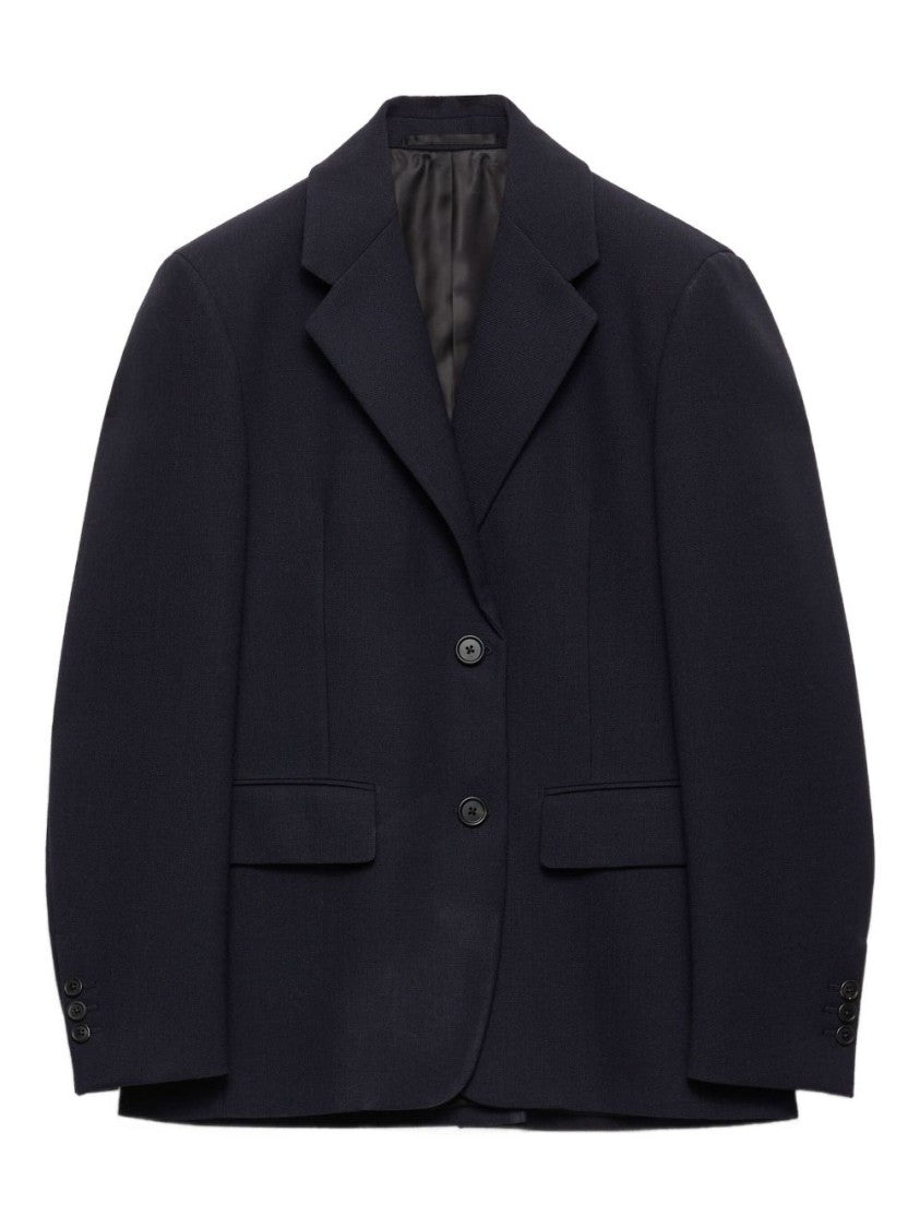 Prada Tailored Jacket With Plush Fur Collar