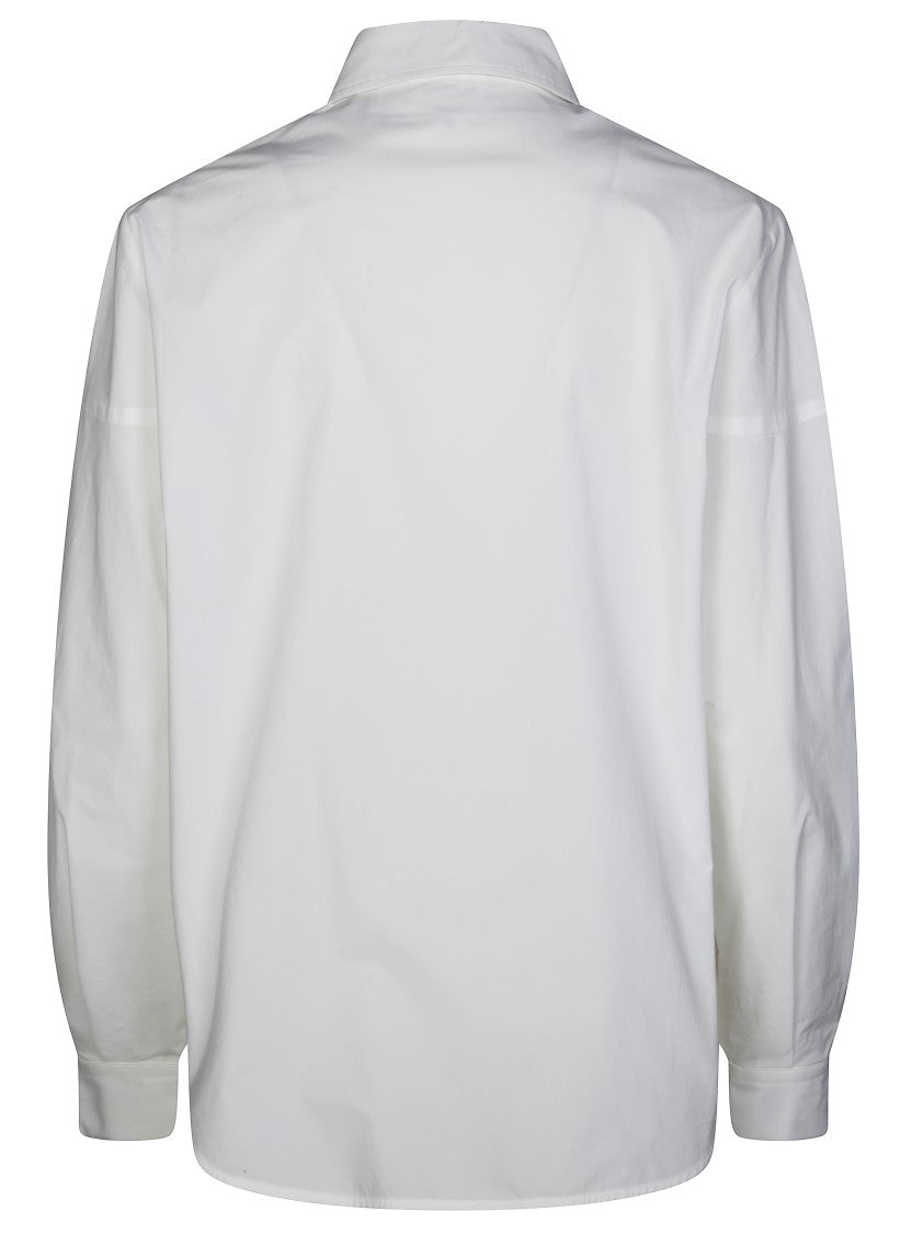Parosh White Wide-Sleeved Cotton Shirt With Classic Collar