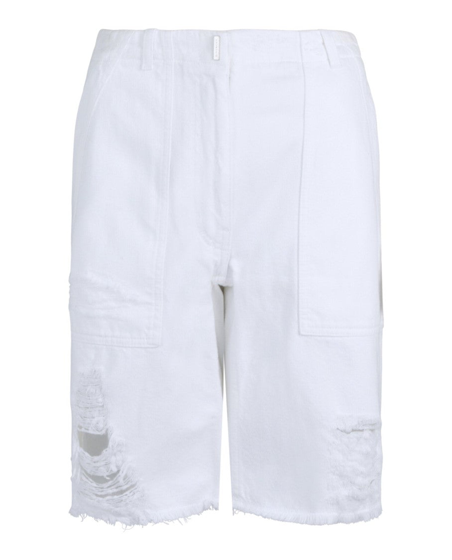 Givenchy Destroyed Denim Bermuda Shorts