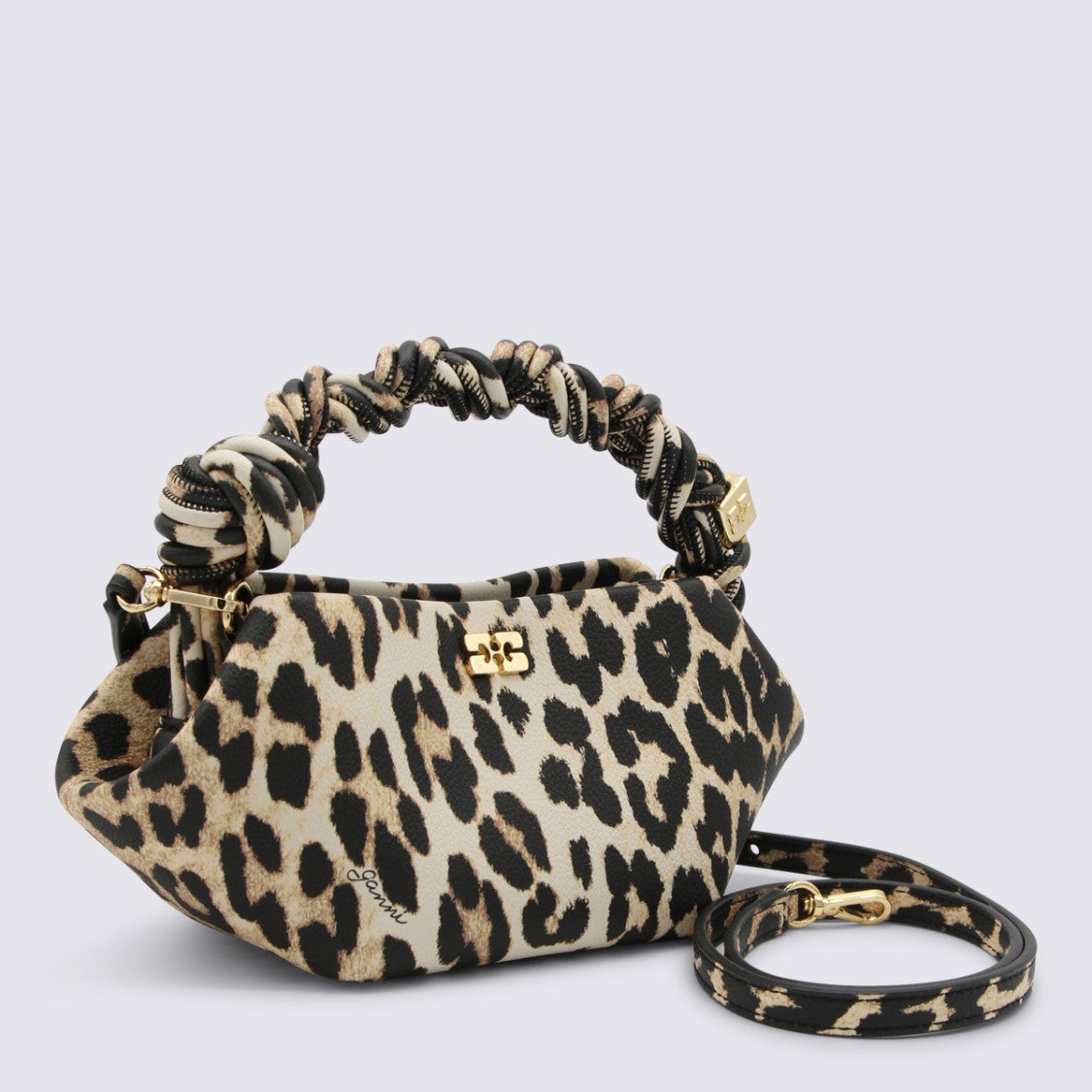 Ganni Leopard Top Handle Bag