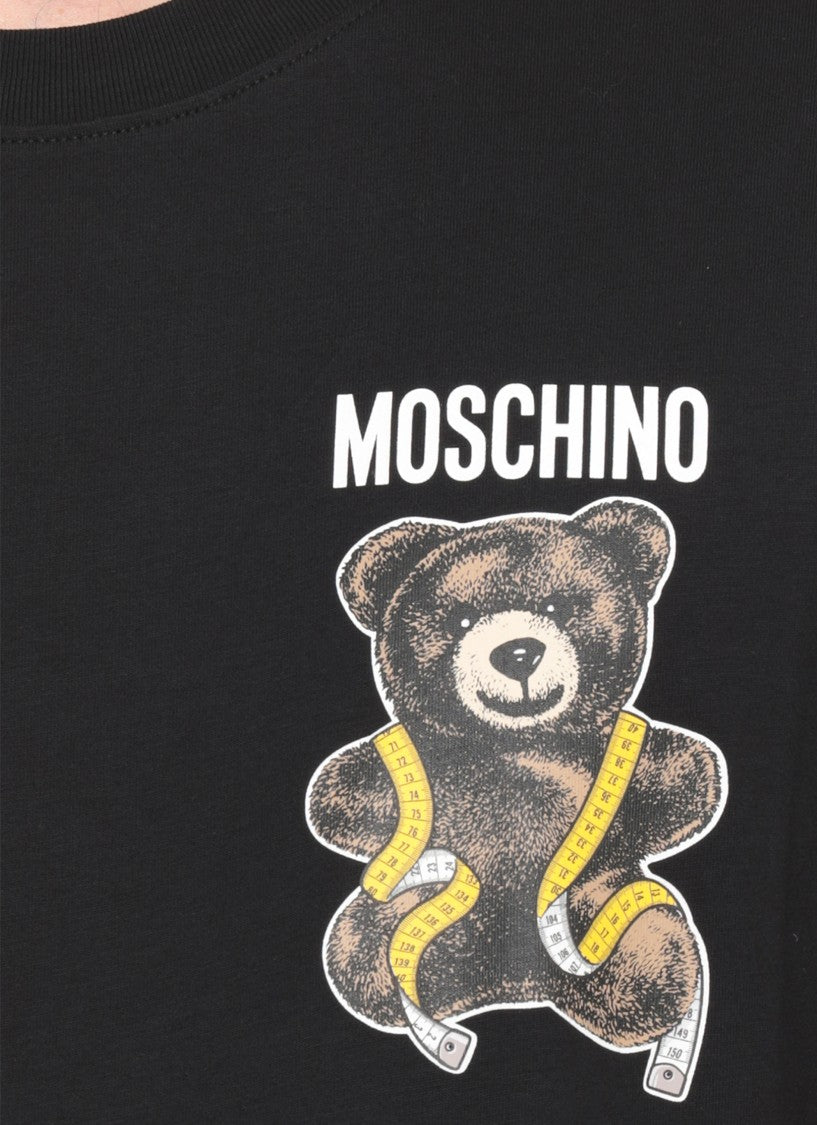 Moschino Black Short-Sleeve Teddy Bear Print Cotton T-Shirt