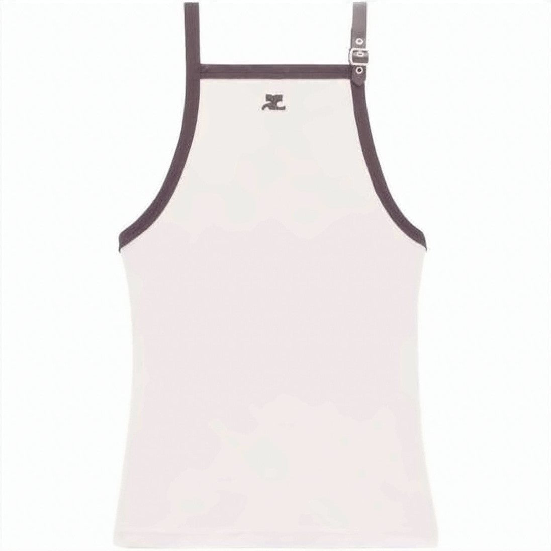 Courrèges Sleeveless Fitted Top With Square Neckline And Buckle Detail