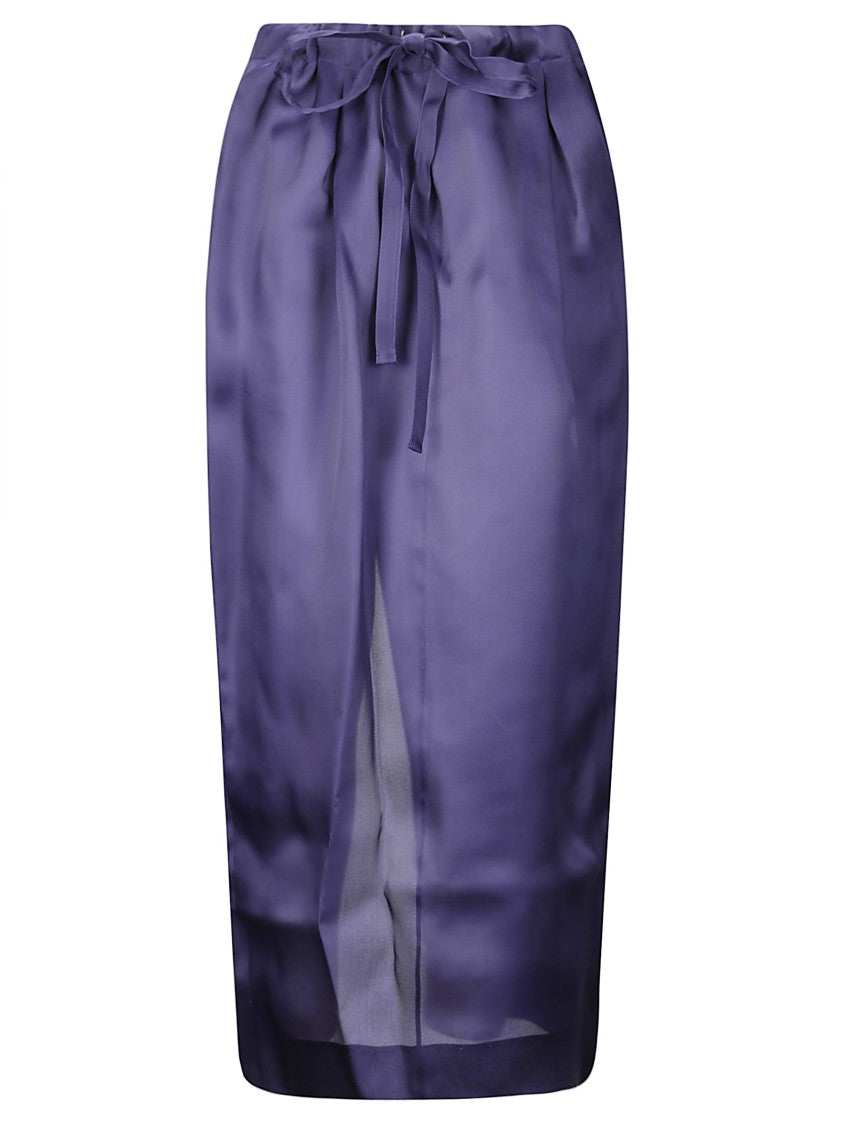 Khaite Semi-Transparent Silk Maxi Skirt With Deep Back Slit