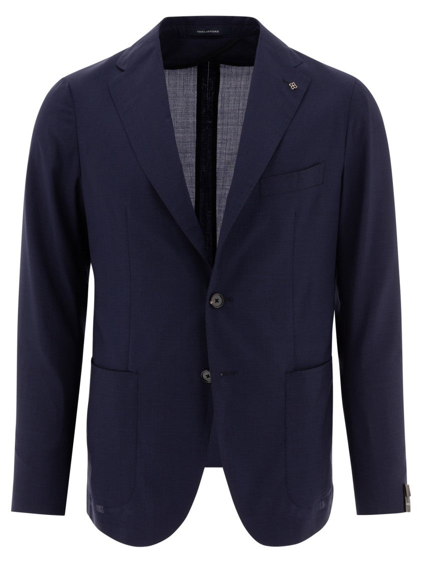 Tagliatore Deep Navy Tailored Jacket In Wool-Silk Blend