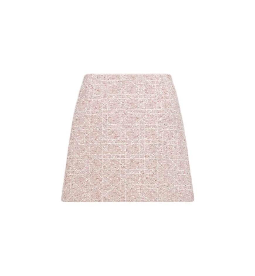 Christian Dior Grid Pattern Tweed Tweed Mini Skirt