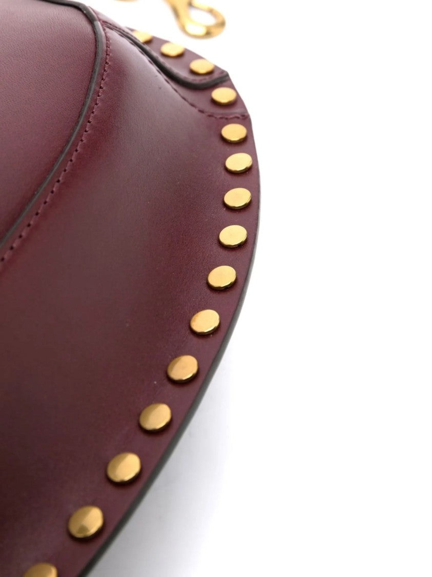 Isabel Marant Crescent-Shaped Burgundy Calf Leather Shoulder Bag