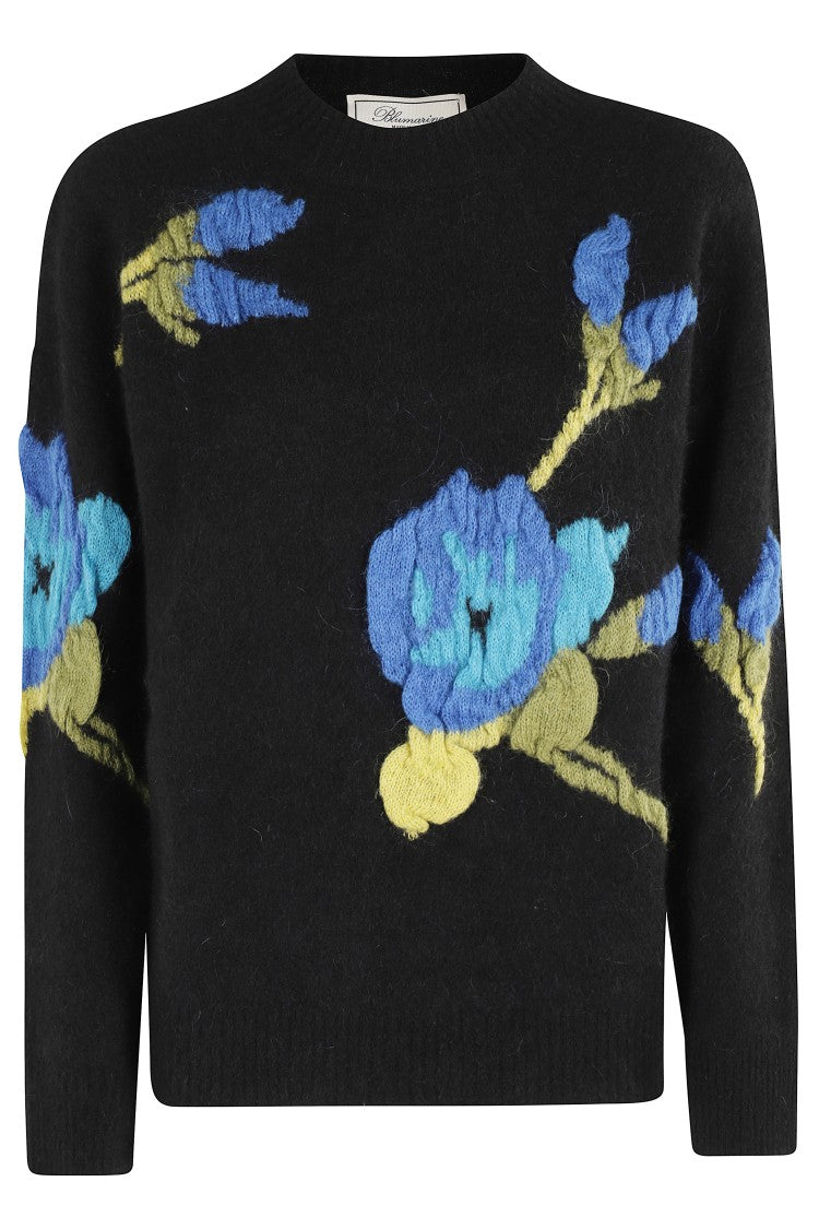 Blumarine Floral Embroidered Crew Neck Knit