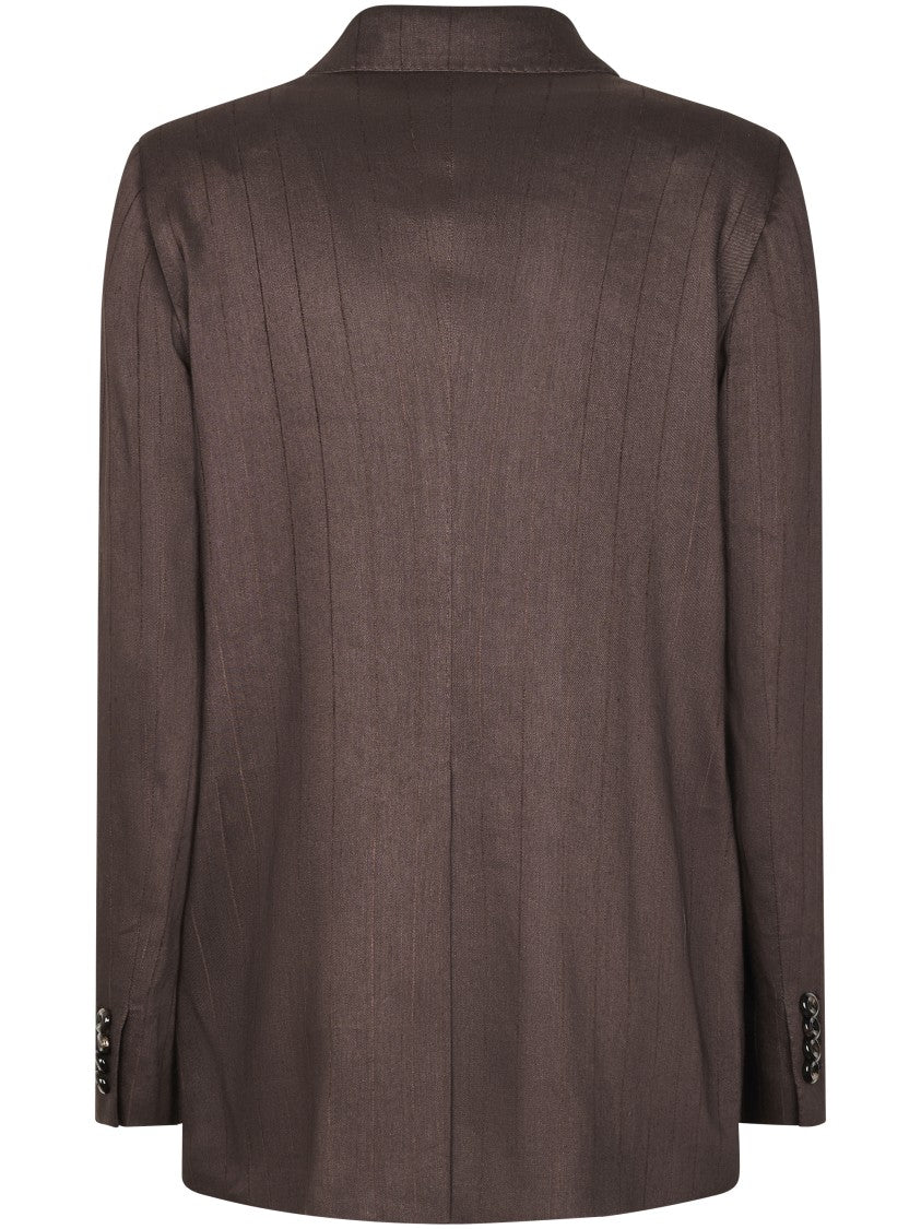 Tagliatore Double-Breasted Pinstripe Jacket With Structured Silhouette