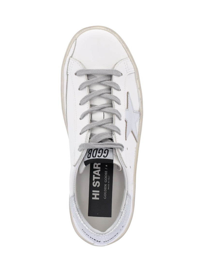 Golden Goose White Hi Star Calf Leather Sneakers