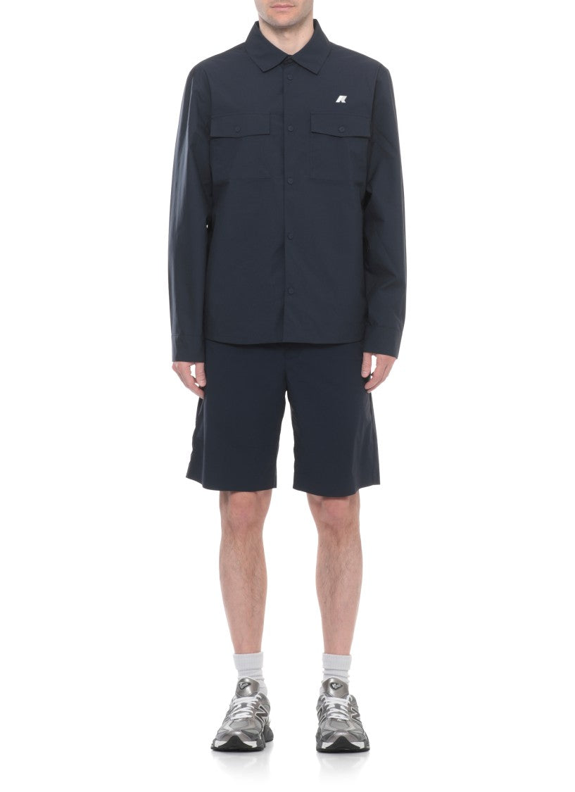 K-Way Blue Umbert Stretch Buttoned Overshirt