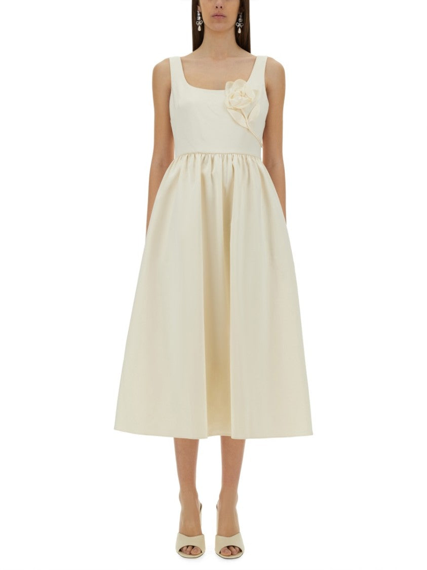 Self-Portrait Midi Dress With Floral Appliqués