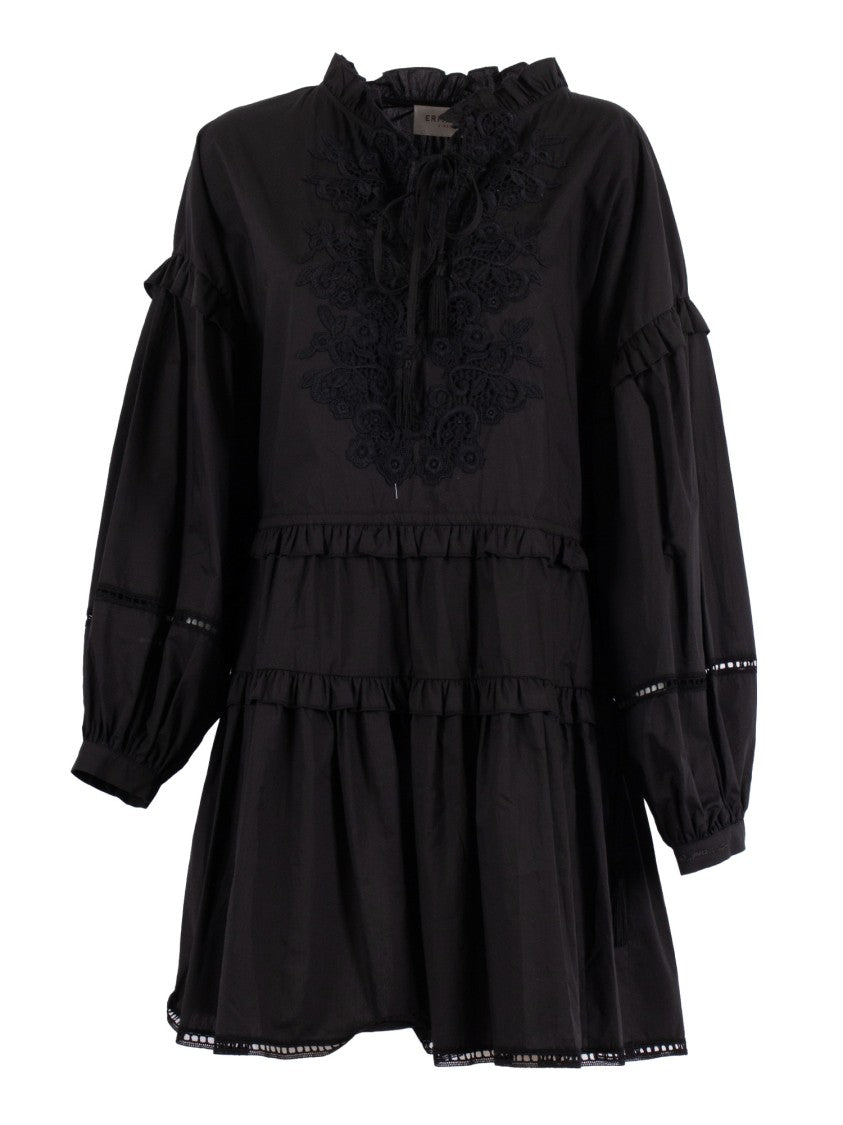 Ermanno Scervino Tiered Mini Dress With Voluminous Sleeves