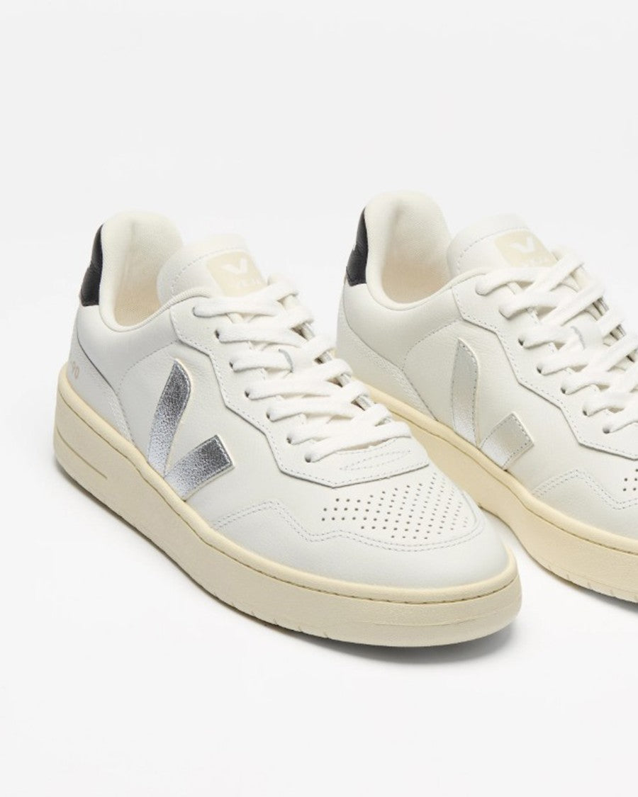 Veja V-90 O.T. Sneakers In White Silver Black