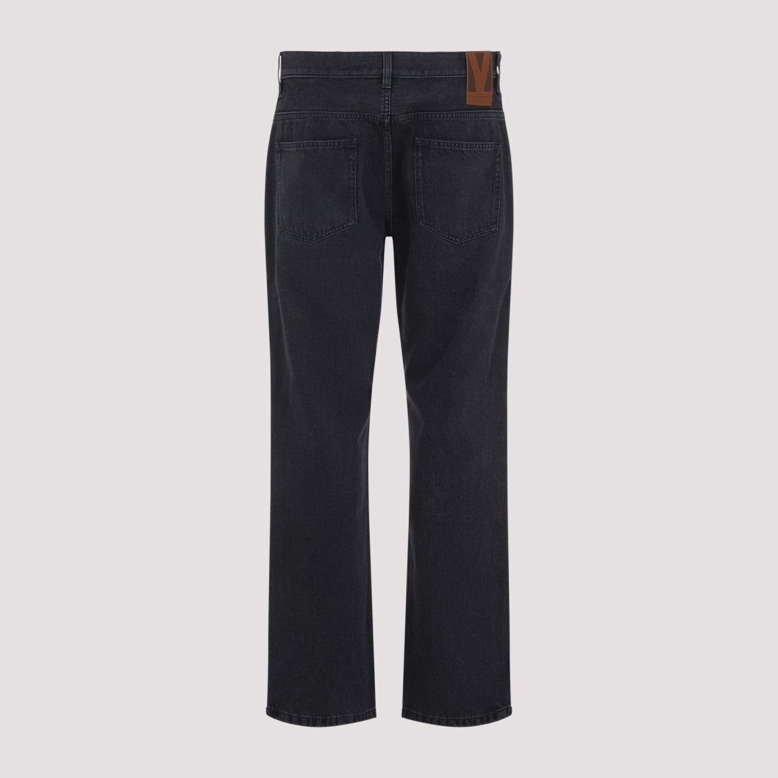 Valentino Mid-Rise Black Denim Jeans With Leather Patch Label