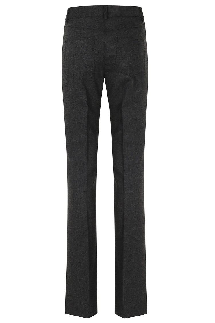 Semi Couture Anthracite Tabby Straight-Leg Wool Flannel Pants