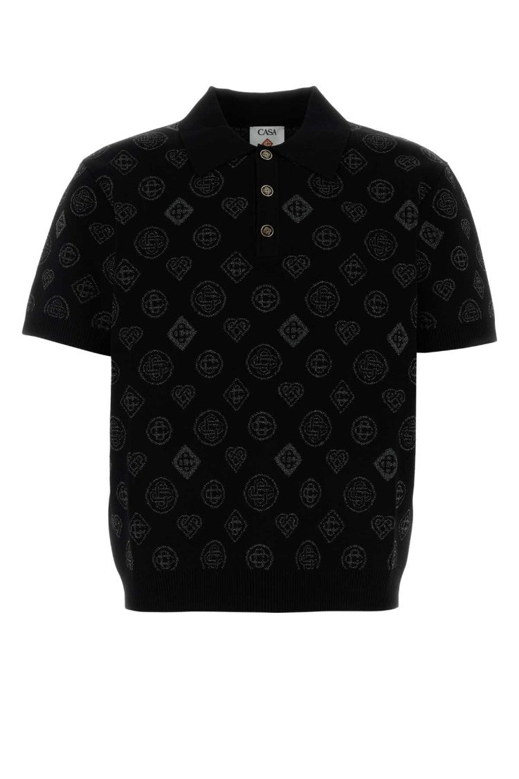 Casablanca Embroidered Viscosa Blend Polo Shirt