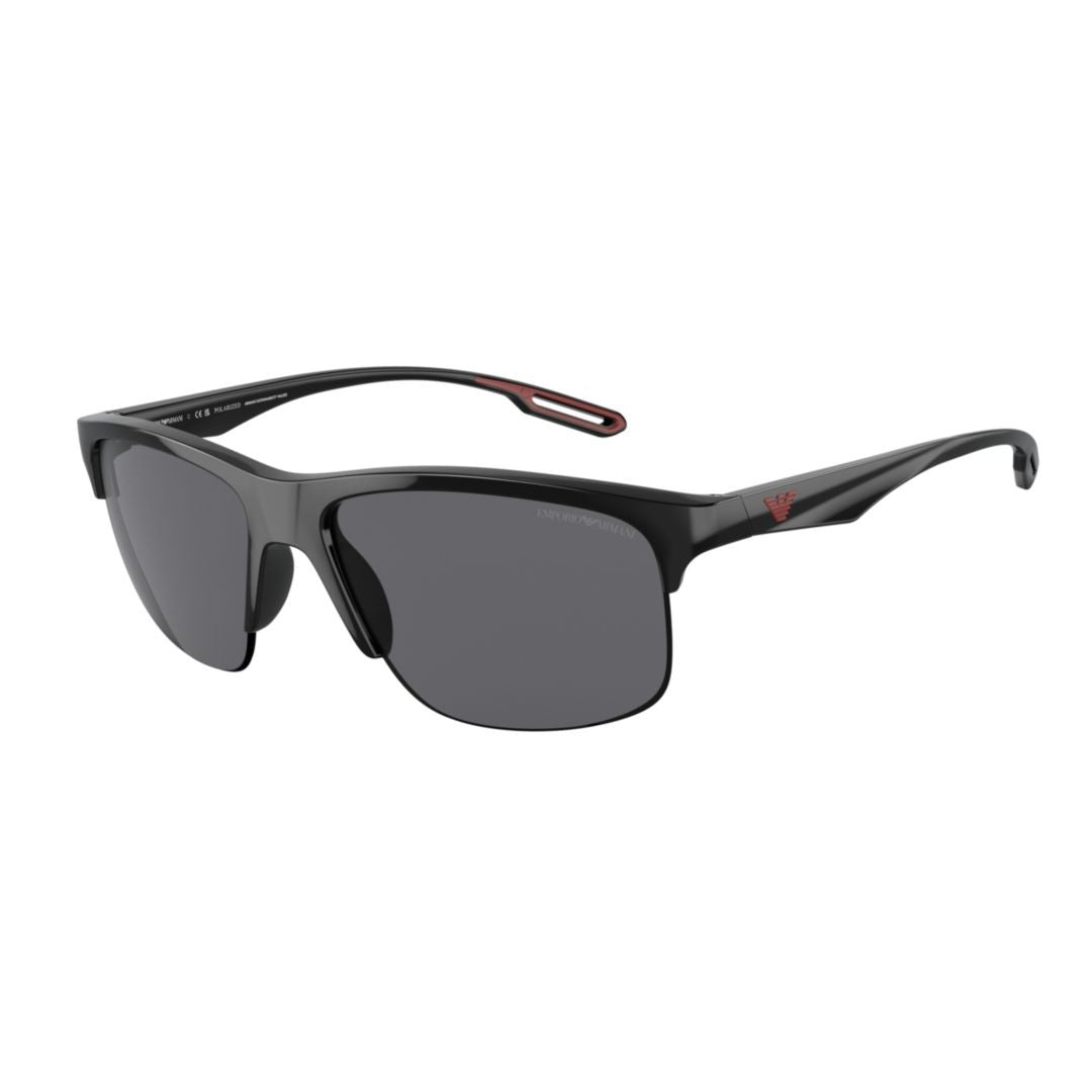 Emporio Armani 4188U Sole Rectangular Propionate Sunglasses With Red Accents