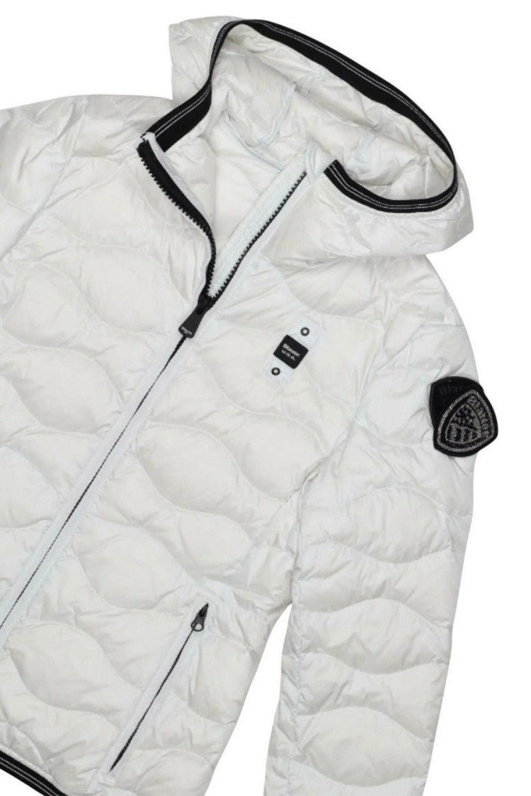 Blauer White Wave-Quilted Hooded Polyamide Puffer Jacket