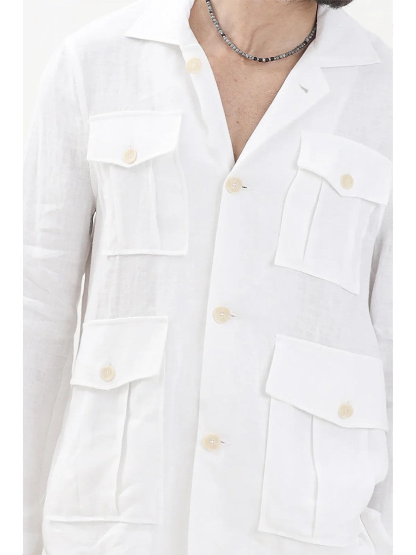 I M Brian Linen Jacket With Button Closure And Functional Pockets