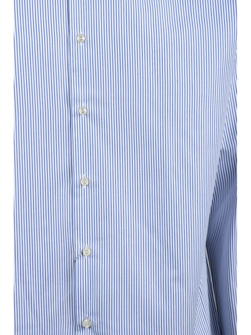 Ambrosio White Blue Patterned Cotton Shirt