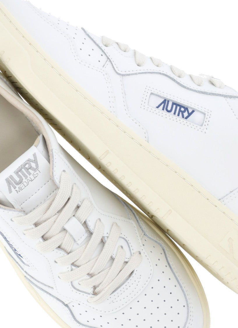 Autry White Medalist Low Suede Upper Sneakers