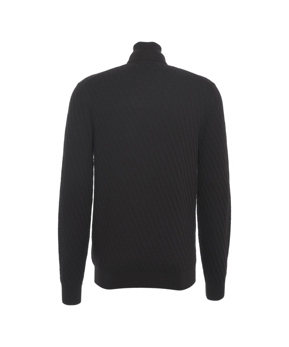 Paolo Pecora Textured High Collar Knit Sweater