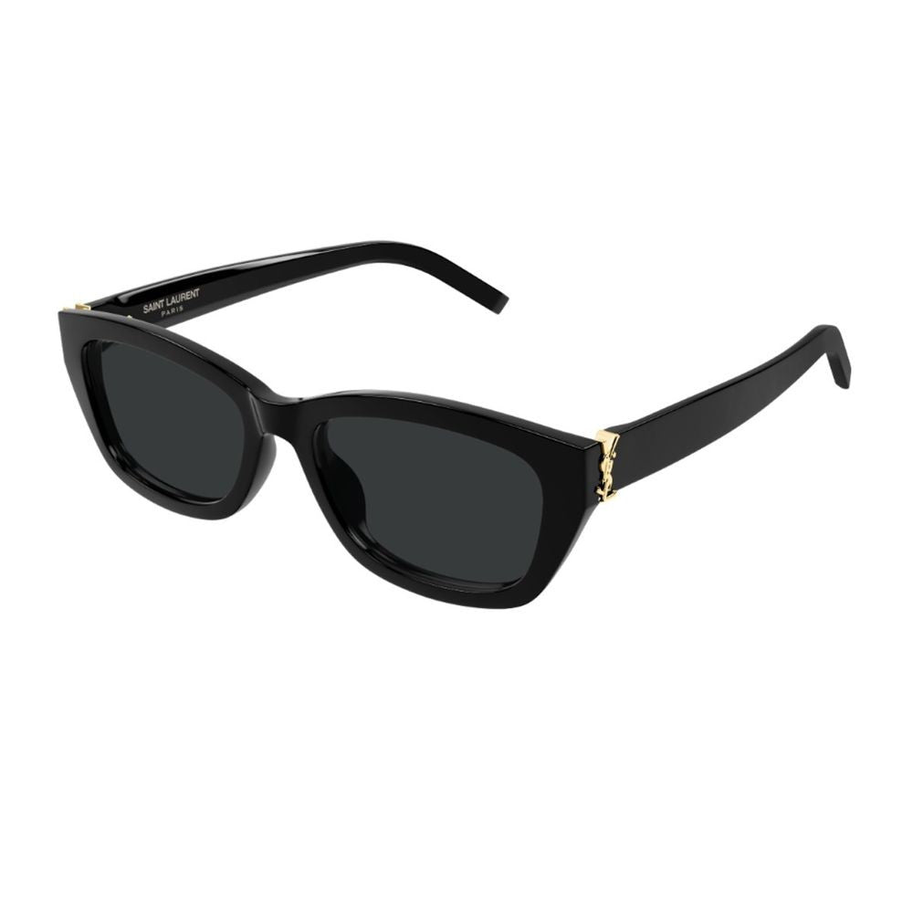 Saint Laurent Sl M153 Linea Monogram Glossy Black Cat-Eye Rectangular Sunglasses