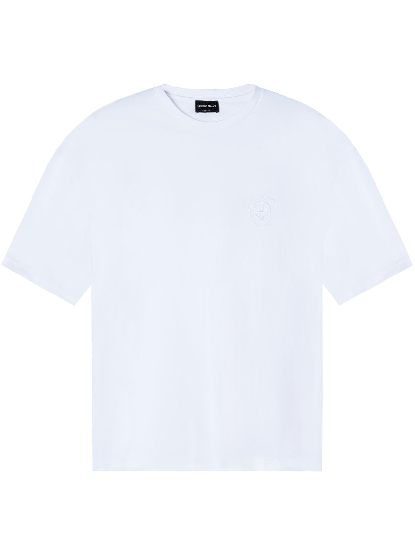 Giorgio Armani White Relaxed Fit Embossed Logo T-Shirt