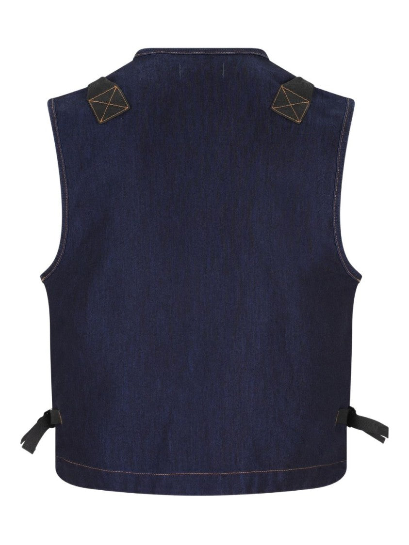 Stone Island Ultralight Indigo Denim Jacket With Functional Pockets