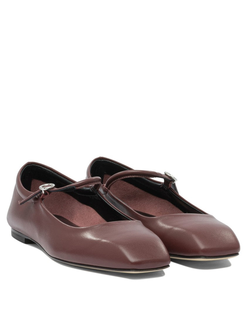 Aeydē Pointed Toe Leather Ballerinas With Delicate Strap