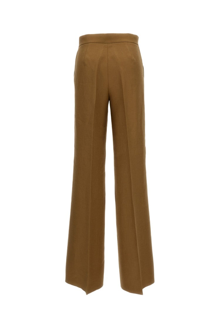 Max Mara Brown Badesse Linen Palazzo Trousers