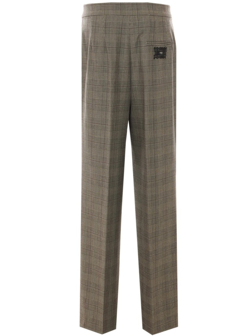 Pinko Straight-Leg Tailored Pants With Classic Plaid Design