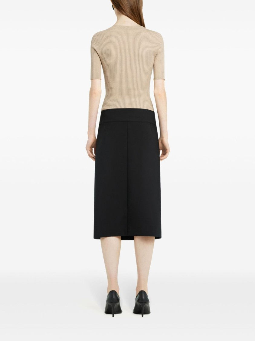 Courrèges Beige Appliqué Logo Short Sleeve Knit Top