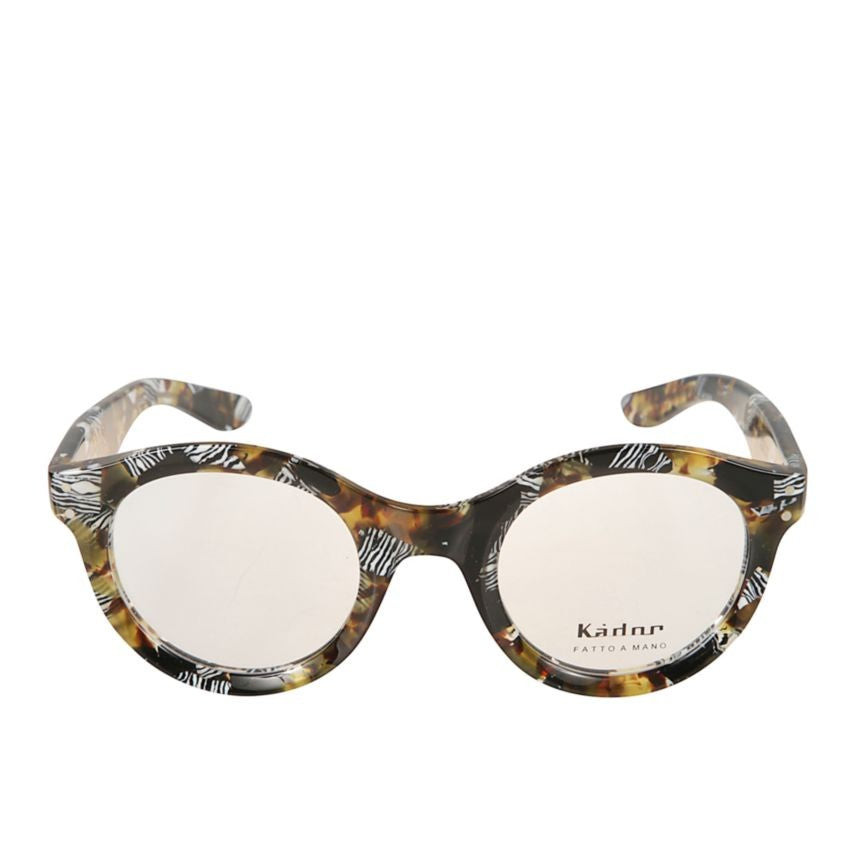 Kador Thick Thick Rounded Eyeglasses With Tortoiseshell And Zebra Pattern