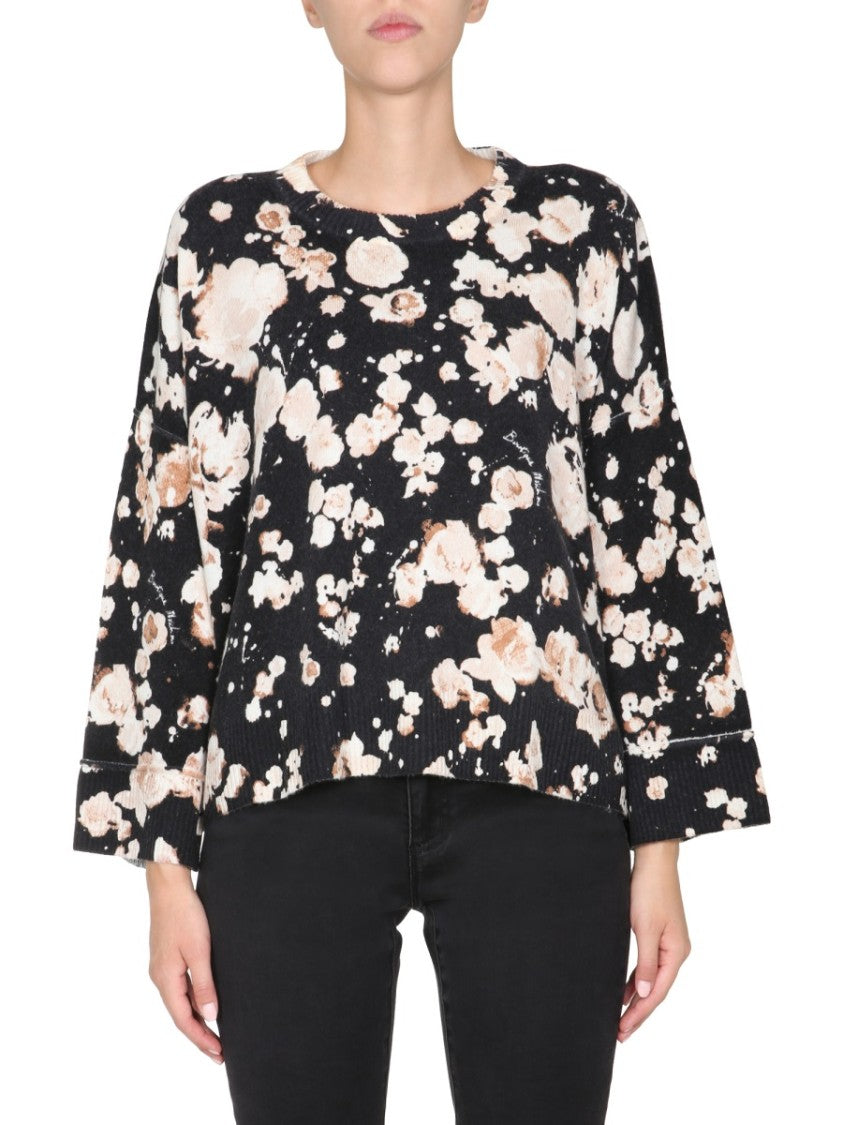 Boutique Moschino Relaxed Fit Floral Patterned Wool Mix Sweater