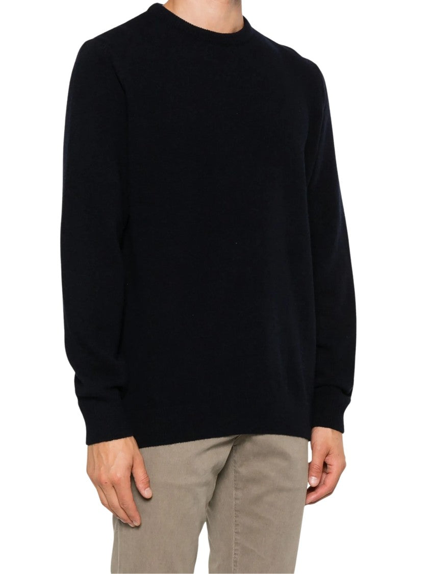 Barbour Relaxed-Fit Black Wool Sweater With Plaid Elbow Patches