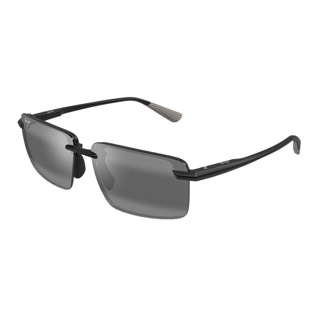 Maui Jim Laulima Rimless Rectangular Sunglasses With Dark Tinted Lenses