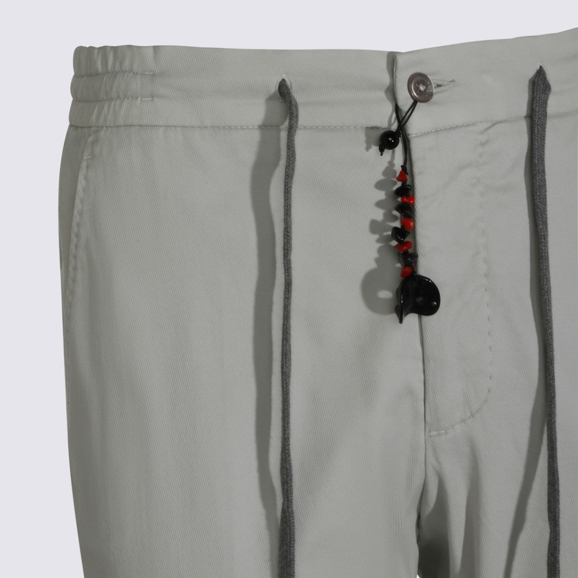 Marco Pescarolo Slim Tapered Trousers With Adjustable Waistband And Decorative Beads