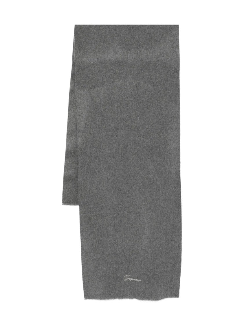 Jacquemus Grey Long Rectangular Fringed Scarf