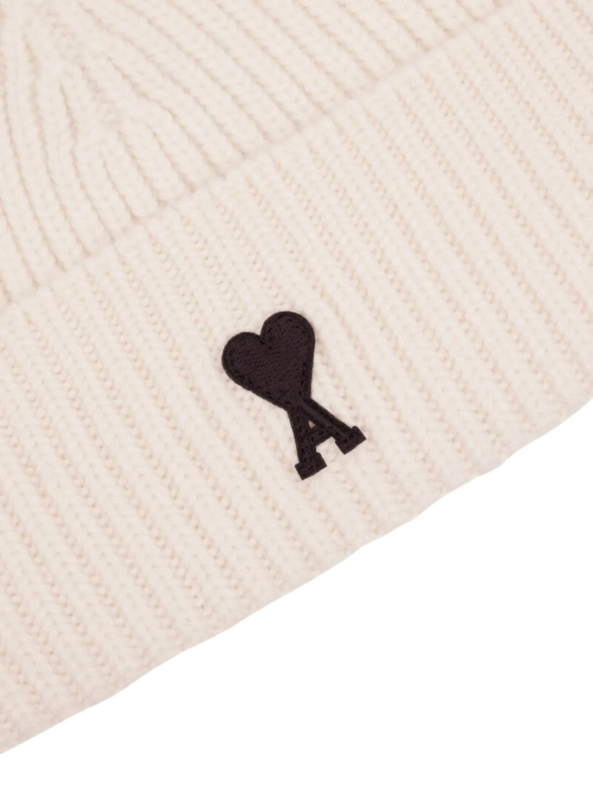 Ami Paris Quota Ami De Coeur Ribbed Knit Beanie