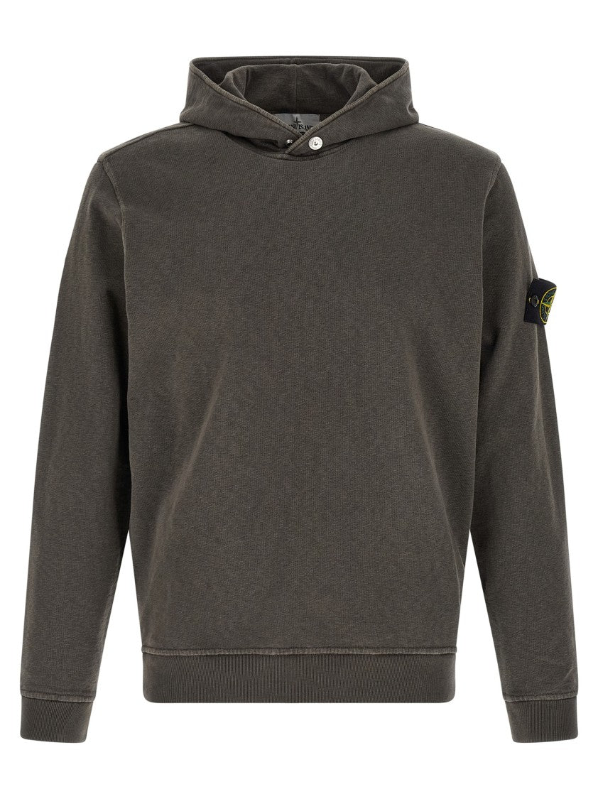 Stone Island Light Malfilé Cotton Hoodie With Flamed Effect