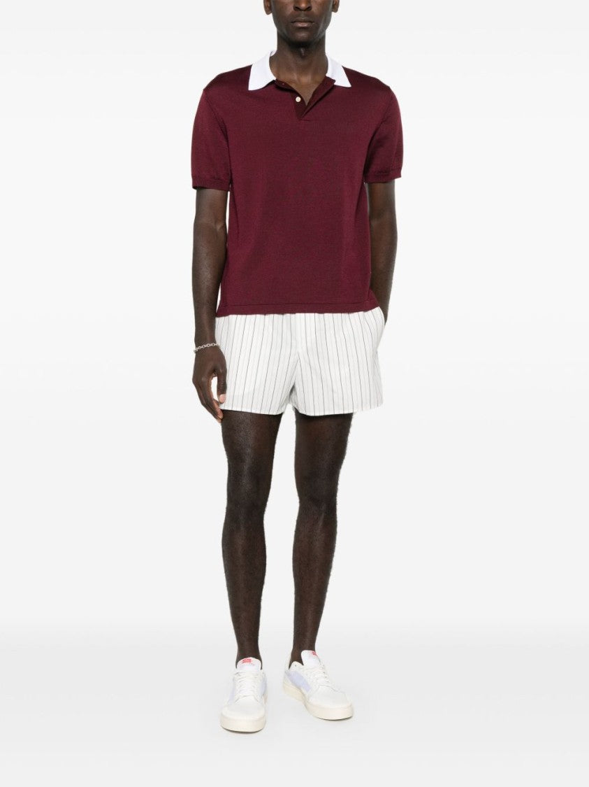 Ami Classic White Shorts With Elasticated Waistband And Signature Detailing