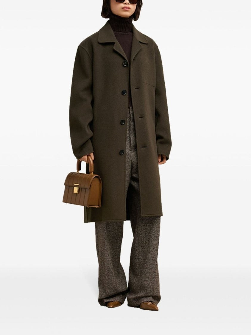 Ami Paris Coffee Brown Wool-Cashmere Blend Coat