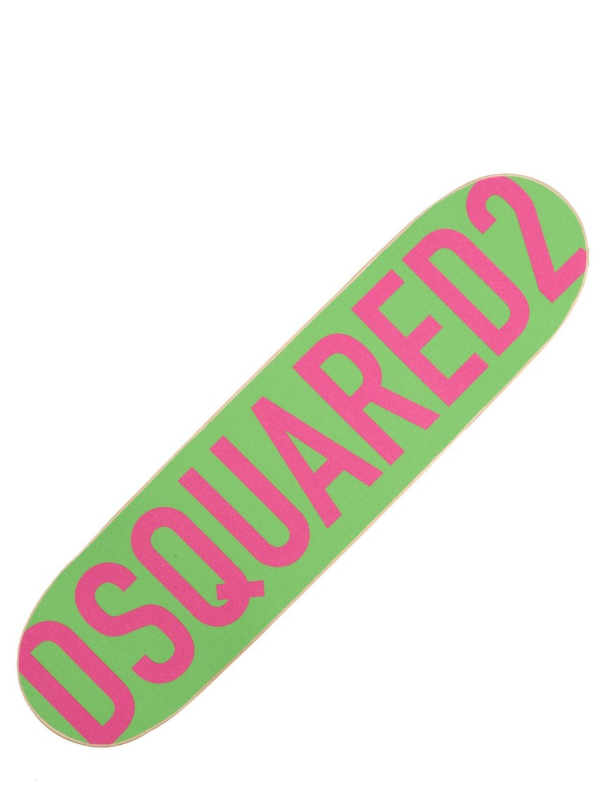 Dsquared2 Vibrant Wooden Skateboard With Bold Logo Print