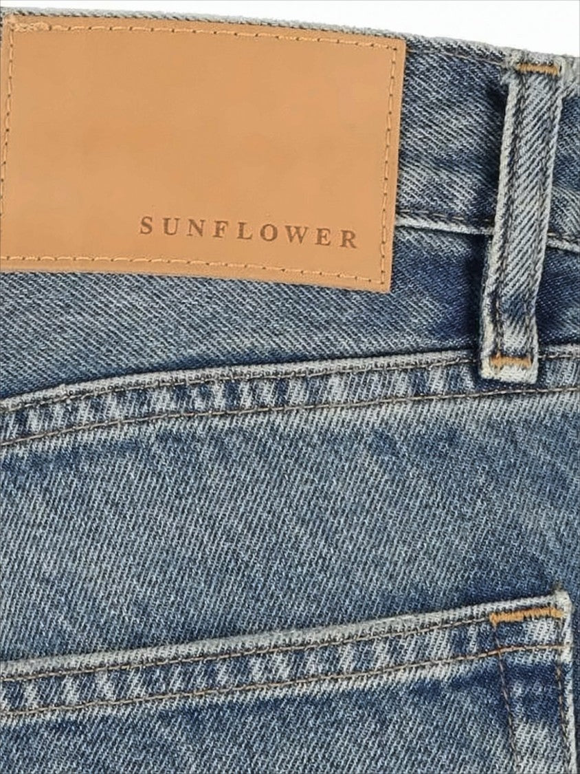 Sunflower Relaxed Wide-Leg Denim Pants With Faded Wash