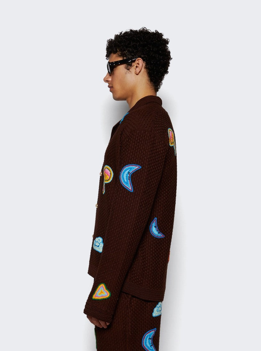 Casablanca Crochet Shirt With Patches Brown