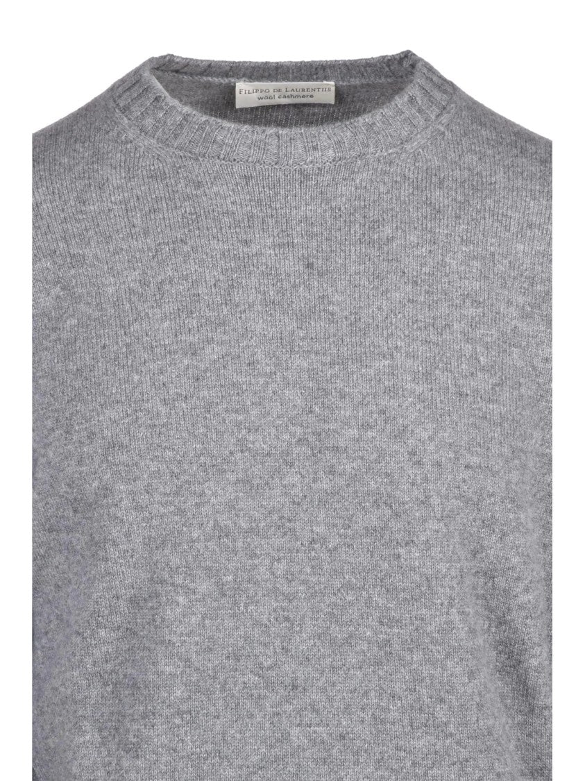 Filippo De Laurentiis Crew Neck Wool And Cashmere Sweater With Fine Knit Texture