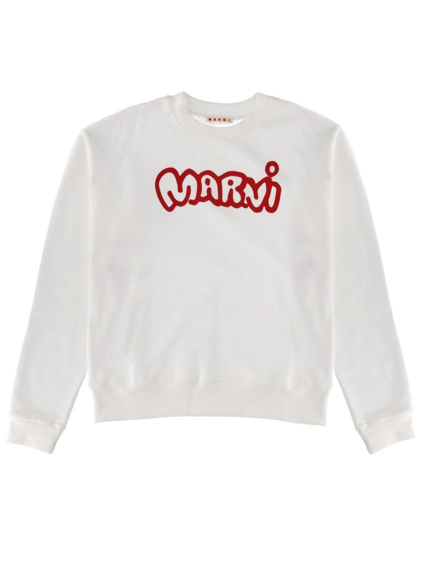 Marni White Red Logo Sweatshirt