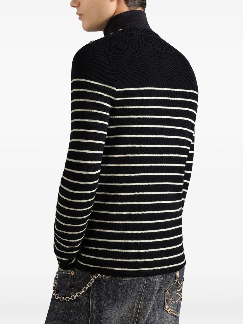 Dolce & Gabbana Fitted Knit Sweater With Decorative Gold Buttons